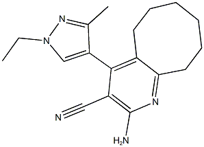 2-amino-4-(1-ethyl-3-methyl-1H-pyrazol-4-yl)-5,6,7,8,9,10-hexahydrocycloocta[b]pyridine-3-carbonitrile 구조식 이미지