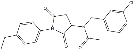 N-(3-chlorobenzyl)-N-[1-(4-ethylphenyl)-2,5-dioxo-3-pyrrolidinyl]acetamide 구조식 이미지