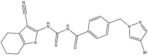 N-{4-[(4-bromo-1H-pyrazol-1-yl)methyl]benzoyl}-N'-(3-cyano-4,5,6,7-tetrahydro-1-benzothien-2-yl)thiourea 구조식 이미지