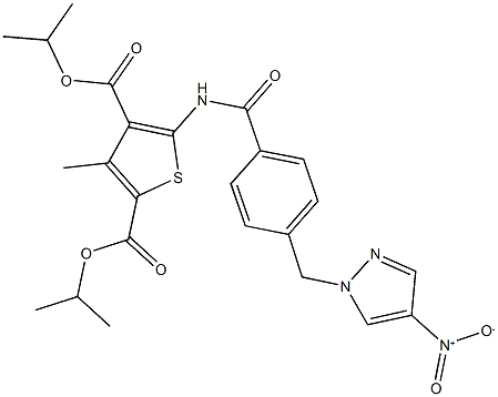 diisopropyl 5-{[4-({4-nitro-1H-pyrazol-1-yl}methyl)benzoyl]amino}-3-methyl-2,4-thiophenedicarboxylate Structure