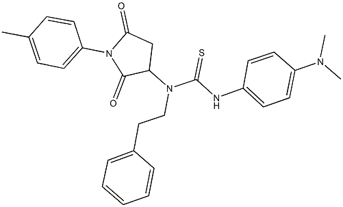 N'-[4-(dimethylamino)phenyl]-N-[1-(4-methylphenyl)-2,5-dioxo-3-pyrrolidinyl]-N-(2-phenylethyl)thiourea Structure