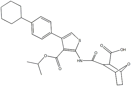 3-({[4-(4-cyclohexylphenyl)-3-(isopropoxycarbonyl)-2-thienyl]amino}carbonyl)-7-oxabicyclo[2.2.1]heptane-2-carboxylic acid Structure