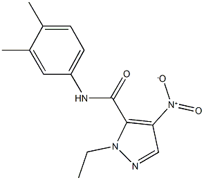 N-(3,4-dimethylphenyl)-1-ethyl-4-nitro-1H-pyrazole-5-carboxamide 구조식 이미지