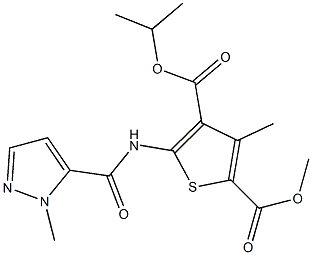 4-isopropyl 2-methyl 3-methyl-5-{[(1-methyl-1H-pyrazol-5-yl)carbonyl]amino}-2,4-thiophenedicarboxylate Structure