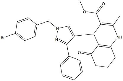 methyl 4-[1-(4-bromobenzyl)-3-phenyl-1H-pyrazol-4-yl]-2-methyl-5-oxo-1,4,5,6,7,8-hexahydro-3-quinolinecarboxylate 구조식 이미지