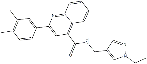 2-(3,4-dimethylphenyl)-N-[(1-ethyl-1H-pyrazol-4-yl)methyl]-4-quinolinecarboxamide 구조식 이미지