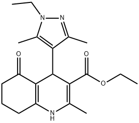 ethyl 4-(1-ethyl-3,5-dimethyl-1H-pyrazol-4-yl)-2-methyl-5-oxo-1,4,5,6,7,8-hexahydro-3-quinolinecarboxylate 구조식 이미지