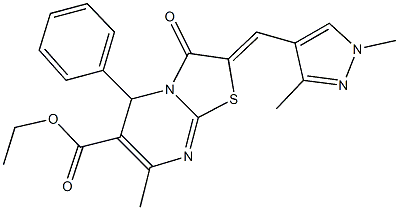 ethyl 2-[(1,3-dimethyl-1H-pyrazol-4-yl)methylene]-7-methyl-3-oxo-5-phenyl-2,3-dihydro-5H-[1,3]thiazolo[3,2-a]pyrimidine-6-carboxylate Structure