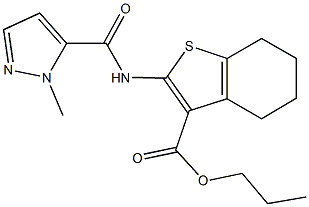 propyl 2-{[(1-methyl-1H-pyrazol-5-yl)carbonyl]amino}-4,5,6,7-tetrahydro-1-benzothiophene-3-carboxylate 구조식 이미지