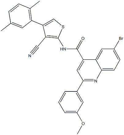 6-bromo-N-[3-cyano-4-(2,5-dimethylphenyl)-2-thienyl]-2-(3-methoxyphenyl)-4-quinolinecarboxamide Structure