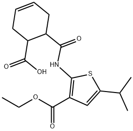 6-({[3-(ethoxycarbonyl)-5-isopropyl-2-thienyl]amino}carbonyl)-3-cyclohexene-1-carboxylic acid 구조식 이미지