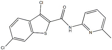 3,6-dichloro-N-(6-methyl-2-pyridinyl)-1-benzothiophene-2-carboxamide 구조식 이미지