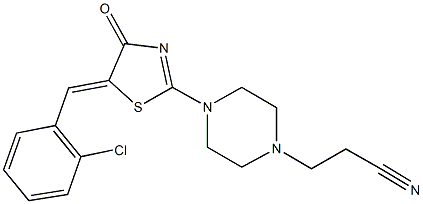 3-{4-[5-(2-chlorobenzylidene)-4-oxo-4,5-dihydro-1,3-thiazol-2-yl]-1-piperazinyl}propanenitrile Structure