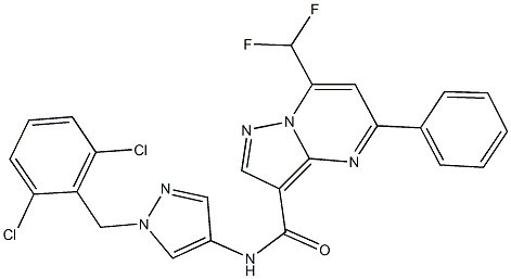 N-[1-(2,6-dichlorobenzyl)-1H-pyrazol-4-yl]-7-(difluoromethyl)-5-phenylpyrazolo[1,5-a]pyrimidine-3-carboxamide 구조식 이미지