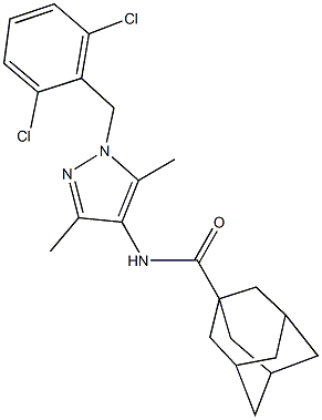 N-[1-(2,6-dichlorobenzyl)-3,5-dimethyl-1H-pyrazol-4-yl]-1-adamantanecarboxamide 구조식 이미지