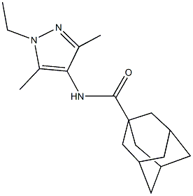 N-(1-ethyl-3,5-dimethyl-1H-pyrazol-4-yl)-1-adamantanecarboxamide 구조식 이미지