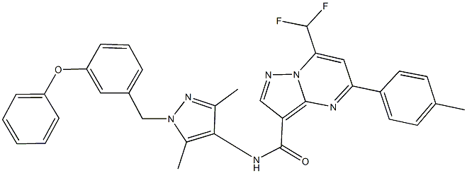 7-(difluoromethyl)-N-[3,5-dimethyl-1-(3-phenoxybenzyl)-1H-pyrazol-4-yl]-5-(4-methylphenyl)pyrazolo[1,5-a]pyrimidine-3-carboxamide 구조식 이미지