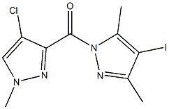 1-[(4-chloro-1-methyl-1H-pyrazol-3-yl)carbonyl]-4-iodo-3,5-dimethyl-1H-pyrazole Structure