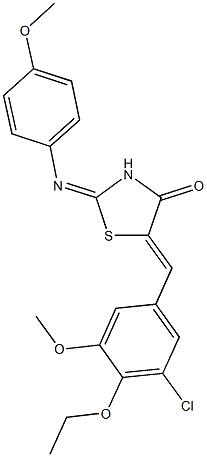 5-(3-chloro-4-ethoxy-5-methoxybenzylidene)-2-[(4-methoxyphenyl)imino]-1,3-thiazolidin-4-one 구조식 이미지