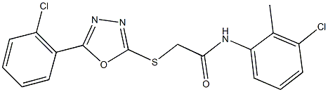 N-(3-chloro-2-methylphenyl)-2-{[5-(2-chlorophenyl)-1,3,4-oxadiazol-2-yl]sulfanyl}acetamide 구조식 이미지