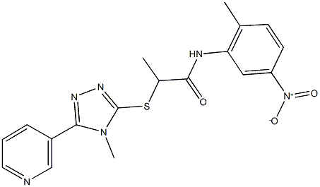 N-{5-nitro-2-methylphenyl}-2-[(4-methyl-5-pyridin-3-yl-4H-1,2,4-triazol-3-yl)sulfanyl]propanamide 구조식 이미지