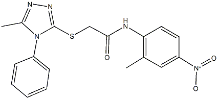 N-{4-nitro-2-methylphenyl}-2-[(5-methyl-4-phenyl-4H-1,2,4-triazol-3-yl)sulfanyl]acetamide 구조식 이미지