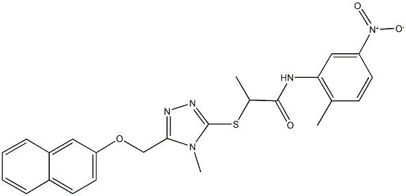 N-{5-nitro-2-methylphenyl}-2-({4-methyl-5-[(naphthalen-2-yloxy)methyl]-4H-1,2,4-triazol-3-yl}sulfanyl)propanamide Structure