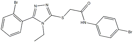 N-(4-bromophenyl)-2-{[5-(2-bromophenyl)-4-ethyl-4H-1,2,4-triazol-3-yl]sulfanyl}acetamide 구조식 이미지