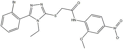 2-{[5-(2-bromophenyl)-4-ethyl-4H-1,2,4-triazol-3-yl]sulfanyl}-N-{4-nitro-2-methoxyphenyl}acetamide 구조식 이미지