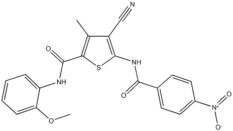 4-cyano-5-({4-nitrobenzoyl}amino)-N-(2-methoxyphenyl)-3-methyl-2-thiophenecarboxamide Structure