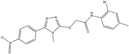 N-(2-bromo-4-methylphenyl)-2-[(5-{4-nitrophenyl}-4-methyl-4H-1,2,4-triazol-3-yl)sulfanyl]acetamide 구조식 이미지