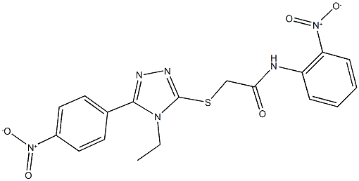 2-[(4-ethyl-5-{4-nitrophenyl}-4H-1,2,4-triazol-3-yl)sulfanyl]-N-{2-nitrophenyl}acetamide 구조식 이미지