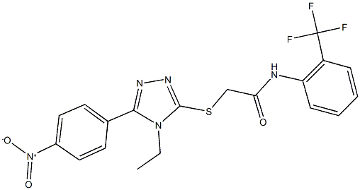 2-[(4-ethyl-5-{4-nitrophenyl}-4H-1,2,4-triazol-3-yl)sulfanyl]-N-[2-(trifluoromethyl)phenyl]acetamide 구조식 이미지