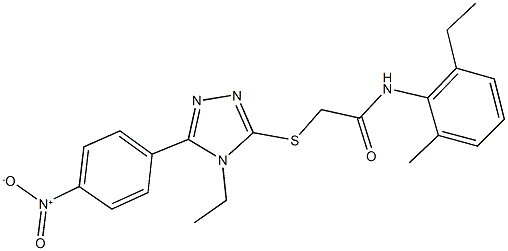 2-[(4-ethyl-5-{4-nitrophenyl}-4H-1,2,4-triazol-3-yl)sulfanyl]-N-(2-ethyl-6-methylphenyl)acetamide 구조식 이미지