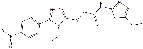 2-[(4-ethyl-5-{4-nitrophenyl}-4H-1,2,4-triazol-3-yl)sulfanyl]-N-(5-ethyl-1,3,4-thiadiazol-2-yl)acetamide 구조식 이미지