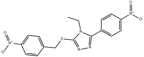 4-ethyl-3-({4-nitrobenzyl}sulfanyl)-5-{4-nitrophenyl}-4H-1,2,4-triazole Structure