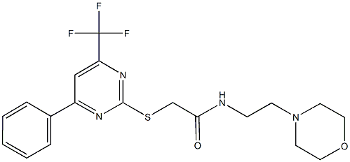 N-(2-morpholin-4-ylethyl)-2-{[4-phenyl-6-(trifluoromethyl)pyrimidin-2-yl]sulfanyl}acetamide 구조식 이미지