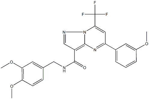 N-{[3,4-bis(methyloxy)phenyl]methyl}-5-[3-(methyloxy)phenyl]-7-(trifluoromethyl)pyrazolo[1,5-a]pyrimidine-3-carboxamide 구조식 이미지