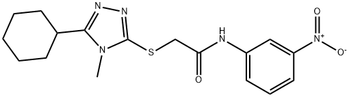 2-[(5-cyclohexyl-4-methyl-4H-1,2,4-triazol-3-yl)sulfanyl]-N-{3-nitrophenyl}acetamide 구조식 이미지