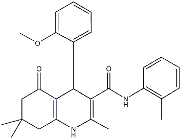 2,7,7-trimethyl-4-[2-(methyloxy)phenyl]-N-(2-methylphenyl)-5-oxo-1,4,5,6,7,8-hexahydroquinoline-3-carboxamide Structure