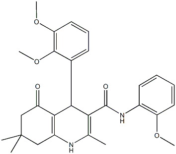 4-[2,3-bis(methyloxy)phenyl]-2,7,7-trimethyl-N-[2-(methyloxy)phenyl]-5-oxo-1,4,5,6,7,8-hexahydroquinoline-3-carboxamide 구조식 이미지