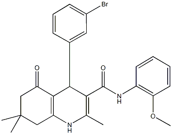 4-(3-bromophenyl)-2,7,7-trimethyl-N-[2-(methyloxy)phenyl]-5-oxo-1,4,5,6,7,8-hexahydroquinoline-3-carboxamide Structure