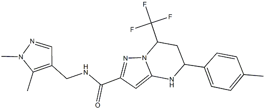 N-[(1,5-dimethyl-1H-pyrazol-4-yl)methyl]-5-(4-methylphenyl)-7-(trifluoromethyl)-4,5,6,7-tetrahydropyrazolo[1,5-a]pyrimidine-2-carboxamide 구조식 이미지