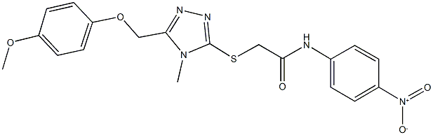 N-{4-nitrophenyl}-2-({5-[(4-methoxyphenoxy)methyl]-4-methyl-4H-1,2,4-triazol-3-yl}sulfanyl)acetamide Structure