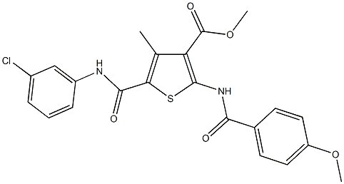 methyl 5-{[(3-chlorophenyl)amino]carbonyl}-4-methyl-2-({[4-(methyloxy)phenyl]carbonyl}amino)thiophene-3-carboxylate 구조식 이미지