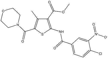 methyl 2-[({4-chloro-3-nitrophenyl}carbonyl)amino]-4-methyl-5-(morpholin-4-ylcarbonyl)thiophene-3-carboxylate Structure