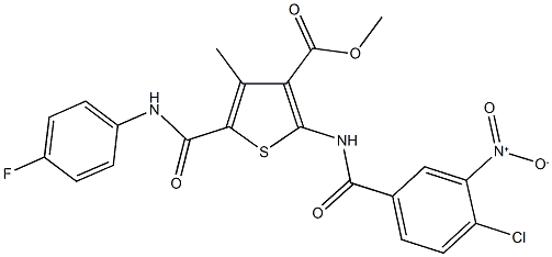 methyl 2-[({4-chloro-3-nitrophenyl}carbonyl)amino]-5-{[(4-fluorophenyl)amino]carbonyl}-4-methylthiophene-3-carboxylate 구조식 이미지
