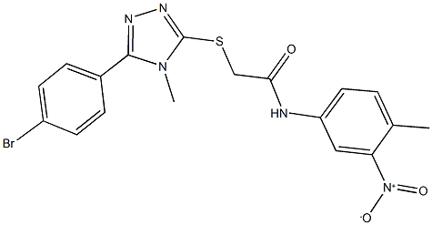 2-{[5-(4-bromophenyl)-4-methyl-4H-1,2,4-triazol-3-yl]sulfanyl}-N-{3-nitro-4-methylphenyl}acetamide 구조식 이미지