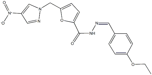 N'-(4-ethoxybenzylidene)-5-({4-nitro-1H-pyrazol-1-yl}methyl)-2-furohydrazide 구조식 이미지