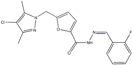 5-[(4-chloro-3,5-dimethyl-1H-pyrazol-1-yl)methyl]-N'-(2-fluorobenzylidene)-2-furohydrazide 구조식 이미지